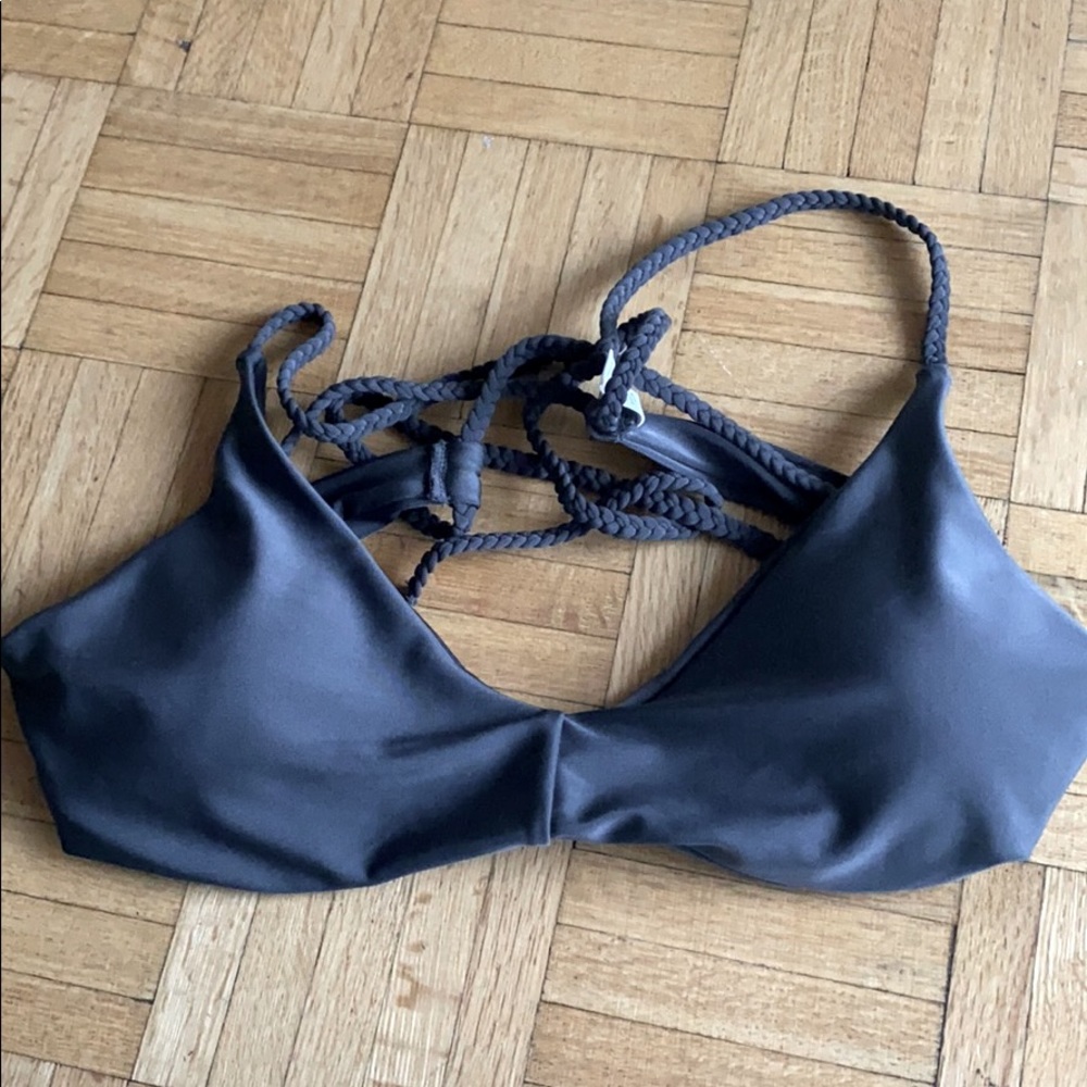 Grey Cross Back Bikini Top